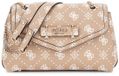 GUESS Silia Convertible Xbody Flap Bag Biscotti Logo Taupe Schoudertas