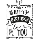 Rayher Hobby 29108000 houten stempel Happy Birthday, 7 x 10 cm
