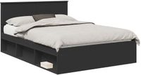 vidaXL Bedframe met hoofdeinde Zwart 135 x 190 cm Massief grenenhout