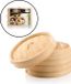 Non-branded 3-piece steamer basket with lid - Ø20.5 cm - bamboo