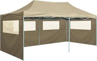 vidaXL Partytent met 4 zijwanden inklapbaar 3x6 m staal crème