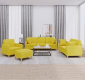 Maison Exclusive - Ensemble de canapés 4 pièces avec coussins, tissu jaune clair