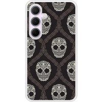 Samsung Galaxy A55 Floral skull Verstevigd hoesje met sublimatie bedrukking