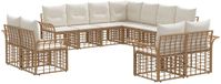 vidaXL - Hoek loungeset - 11 zitplekken - Polyester - Natuurlijk en crème wit