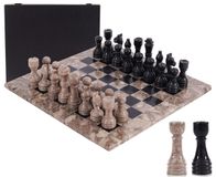 Jeu d'échecs en marbre, 15 pouces, 32 pièces, avec 2 reines supplémentaires