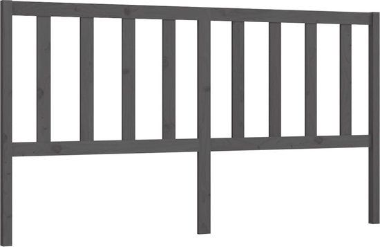 vidaXL Hoofdbord - 206x4x100 cm - Massief Grenenhout - Grijs