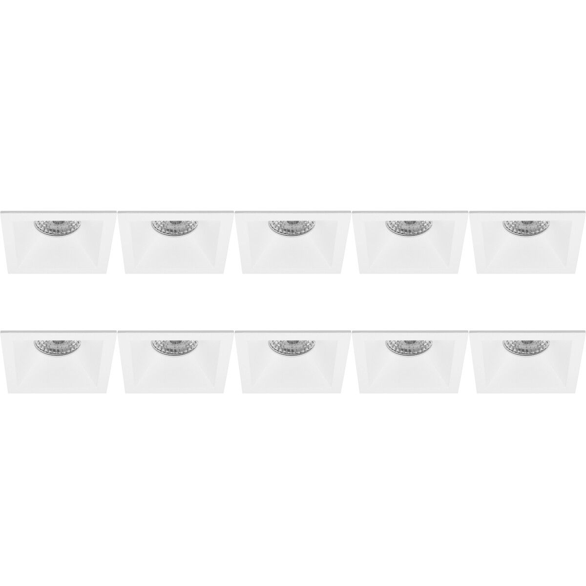 BES LED Spot Armatuur 10 Pack - Pragmi Pollon Pro - GU10 - Vierkant - Mat Wit - Aluminium - 82mm
