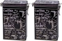 Merkloos Koffieblik/bewaarblik - Zwart - Aluminium - Rechthoekig - 19.6 cm