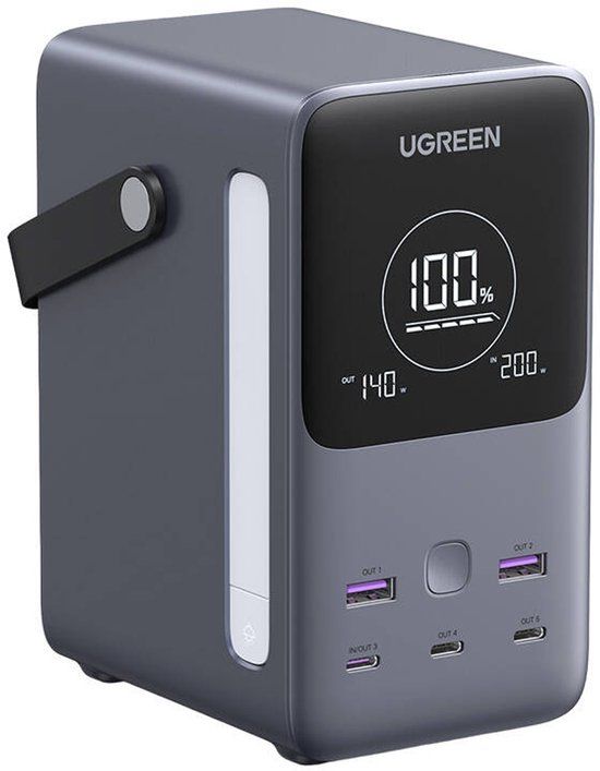 Ugreen Powerbank 48000mAh PB770, 2x USB + 4x USB-C, 300W, Grijs
