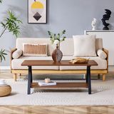 OKWISH Salontafel - Industrieel Design Met Opbergplank - MDF Walnoot - 110x57x44,5 cm