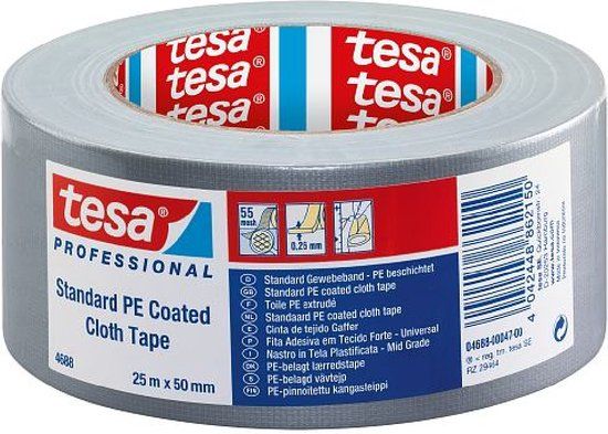 Tesa 04688 Textieltape - Standaard - Zwart - 50mm x 50m