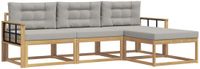 vidaXL - Buiten - bank - set - 4 - st - Wit - en - Lichtgrijs - Polyester