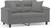 vidaXL Tweezitsbank met kussens 120 cm microvezelstof donkergrijs