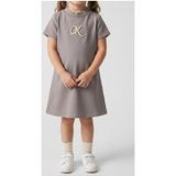 Calvin Klein Girls Metallic Print Ls Dress Mourning Dove Maat: 12