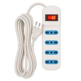 Meervoudige Stekkerdoos 4 uitgangen bypass 10/16 A met stekker 10 A | stekkerdoos met aan/uit-schakelaar en 3 m kabel