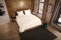 Pure dekbedovertrek luxe zizag biezen/ borduursels - 1 persoons 140x200/220 cm - Ecru - Microvezel