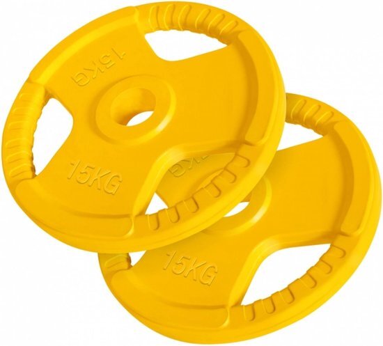 Gorilla Sports Halterschijven Set - Bundel - 30 kg (2 x 15 kg) - Gripper Gietijzer (rubber coating) - 50 mm