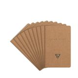 Clairefontaine 103586C - Pakket 10 Genaaide Notitieboekjes Flying Spirit - 48 Gelinieerde Pag. Ivoorpapier 90g - 7,5x12 cm - Bruin Kraft Antraciet - 5 assorti designs