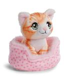 NICI Knuffeldier, rood gestreepte kat in mandje, 12 cm