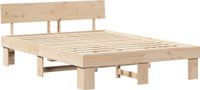 vidaXL Bedframe met hoofdeinde Naturel 150 x 200 cm Massief grenenhout