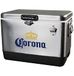 Koolatron Corona Koelbox met flesopener, 51 liter, 85 blikjes, roestvrij staal, zilver en zwart, voor camping, strand, camper, barbecue, vissen