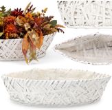 sarcia.eu Witte, HOUTEN plantenbak, GEVLOCHTEN bootvormige pot voor planten 42x14x10 cm