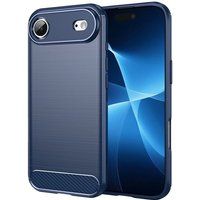 Apple iPhone Air Coque Housse Étui Silicone Gel Carbone + Verre Trempé - Bleu Foncé