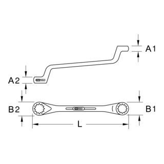 KS Tools dubbele ringsleutel, gekarteld, 18x19mm