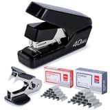Deli Nietmachine, moeiteloze nietmachines voor bureau, 40 vel capaciteit, zware nietmachine, één aanraking, geen moeite, gemakkelijk te laden, nietmachine met 2000 nietjes en nietverwijderaar, goed