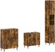 vidaXL - 3-delig - badkamerkast - set - HAARLEM - Gerookt - eiken - Bewerkt - hout