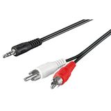 Goobay 3.5 mm - 2 x RCA Audio Kabel, 1.5 m, Zwart/Rood/Wit