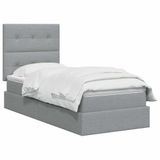 vidaXL Opbergbed met matras, lichtgrijs, 90 x 200 cm, stof