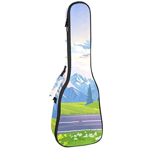Mersov Tenor Ukulele Gigbag Waterdichte Ukelele Case Gewatteerde Rugzak, Geweldig voor Sopraan Concert (21/23/24") Landschap