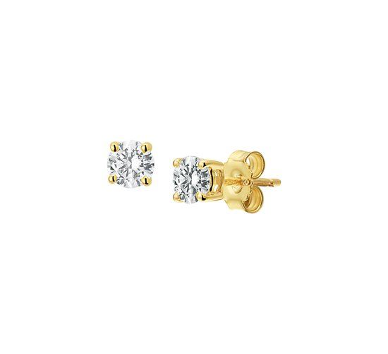 The Jewelry Collection Oorknoppen Zirkonia - Geelgoud