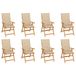 vidaXL Fauteuils de jardin 8 pièces avec coussins teck massif Beige