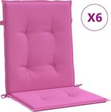 vidaXL Stoelkussens - 6 stuks - Lage rug - Stof - Roze