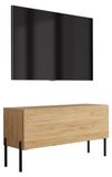 3xE living Meuble TV 100 cm, chêne artisanal, pieds droits noirs, 1 porte