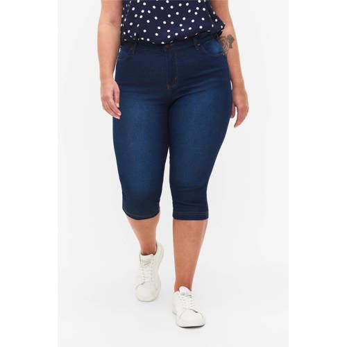 Zizzi Amy High Waist Skinny Capri Jeans - Dark Blue Denim
