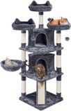 Merkloos / Sans marque Cat Tree Climbing Tree with 2 Cuddly Cavities and Play Balls - Stable Scratching Board Plush Cat Furniture