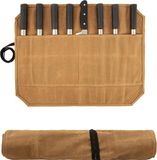 Non-branded Sac de rangement en toile cirée pour couteaux et cuillères - Sac à couteaux avec 8 compartiments