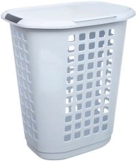 5Five Wasmand met deksel - extra groot - wit - kunststof - 63 liter