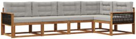 vidaXL - Ensemble de salon d'angle - 5 places assises - Acacia bois - Naturel et gris clair