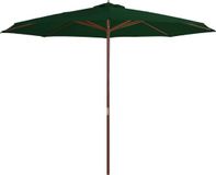 vidaXL Parasol met houten paal 350 cm groen
