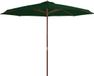 vidaXL Parasol met houten paal 350 cm groen