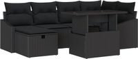 vidaXL Tuinbank - Set - 7-delig - Poly Rattan - Zwart/Zwart
