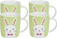 Merkloos / Sans marque Koopman International Pasen thema mok met paashaas - 4x stuks - groen - porselein - 370 ml