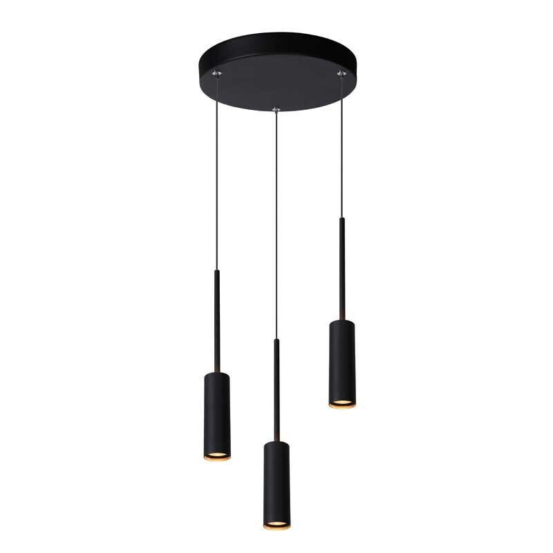 Lucide TUBULE - Hanglamp - Ã˜ 26 cm - LED Dimb. - 3x7W 2700K - Zwart