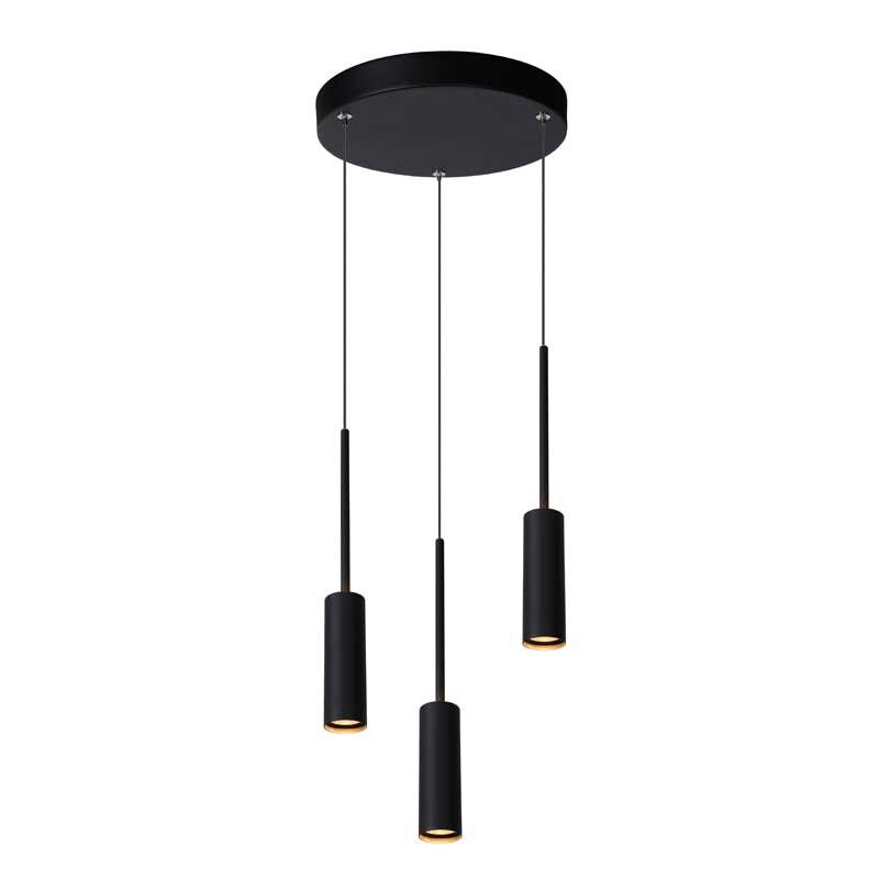 Lucide TUBULE Hanglamp - Ø 26 cm - LED Dimb. - 3x7W 2700K - Zwart