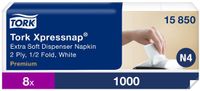 Tork 15850 8x1000st Xpres snap Extra Zachte Dispenser servet Wit N4 1/2-vouw 2-laags