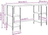 vidaXL Bureau met plank, Oud Hout, 140 x 50 x 75 cm